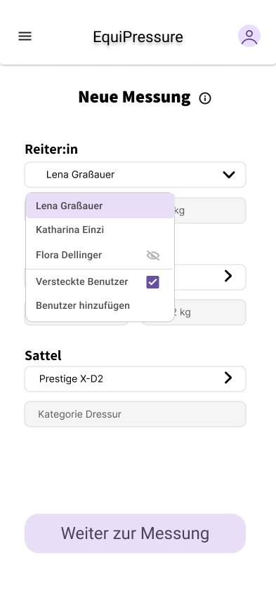 Geoeffnetes Dropdown beim Start der Messung