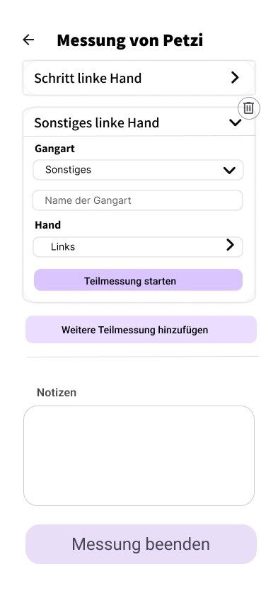 Weiterer Schritt beim Dokumentieren einer Messung