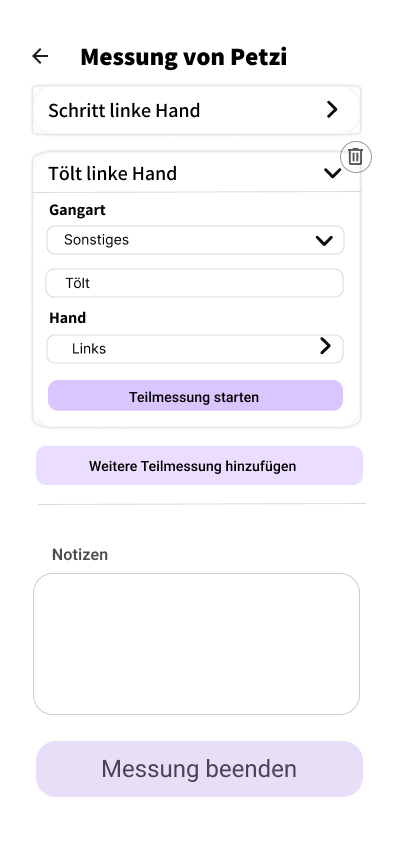 Weiterer Schritt beim Dokumentieren einer Messung