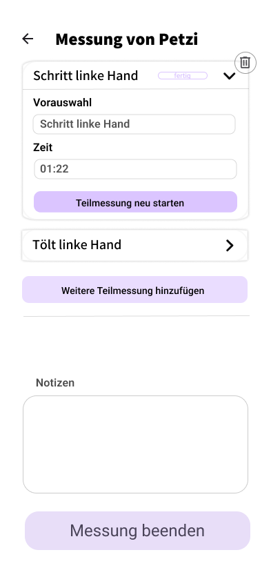 Weiterer Schritt beim Dokumentieren einer Messung