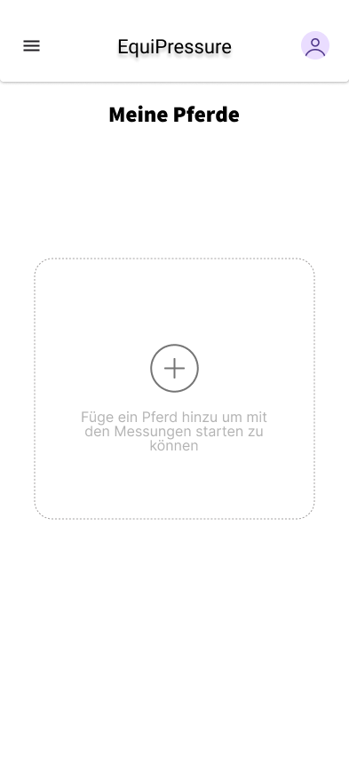 Einstieg in die App mit Ueberblick ueber die angelegten Pferde