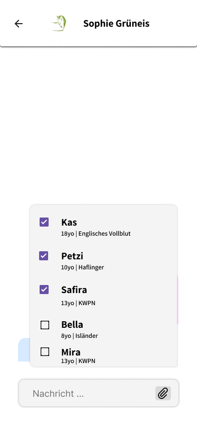 Messdaten eines Pferdes direkt aus dem Chat heraus mitschicken