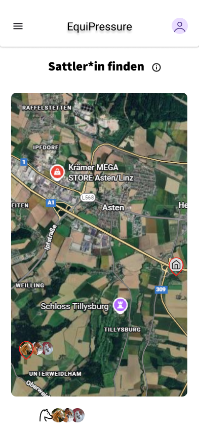 Ergebnisliste der Sattlersuche