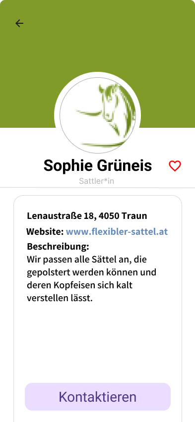Profil eines Sattlers mit Informationen und Kontaktmoeglichkeit