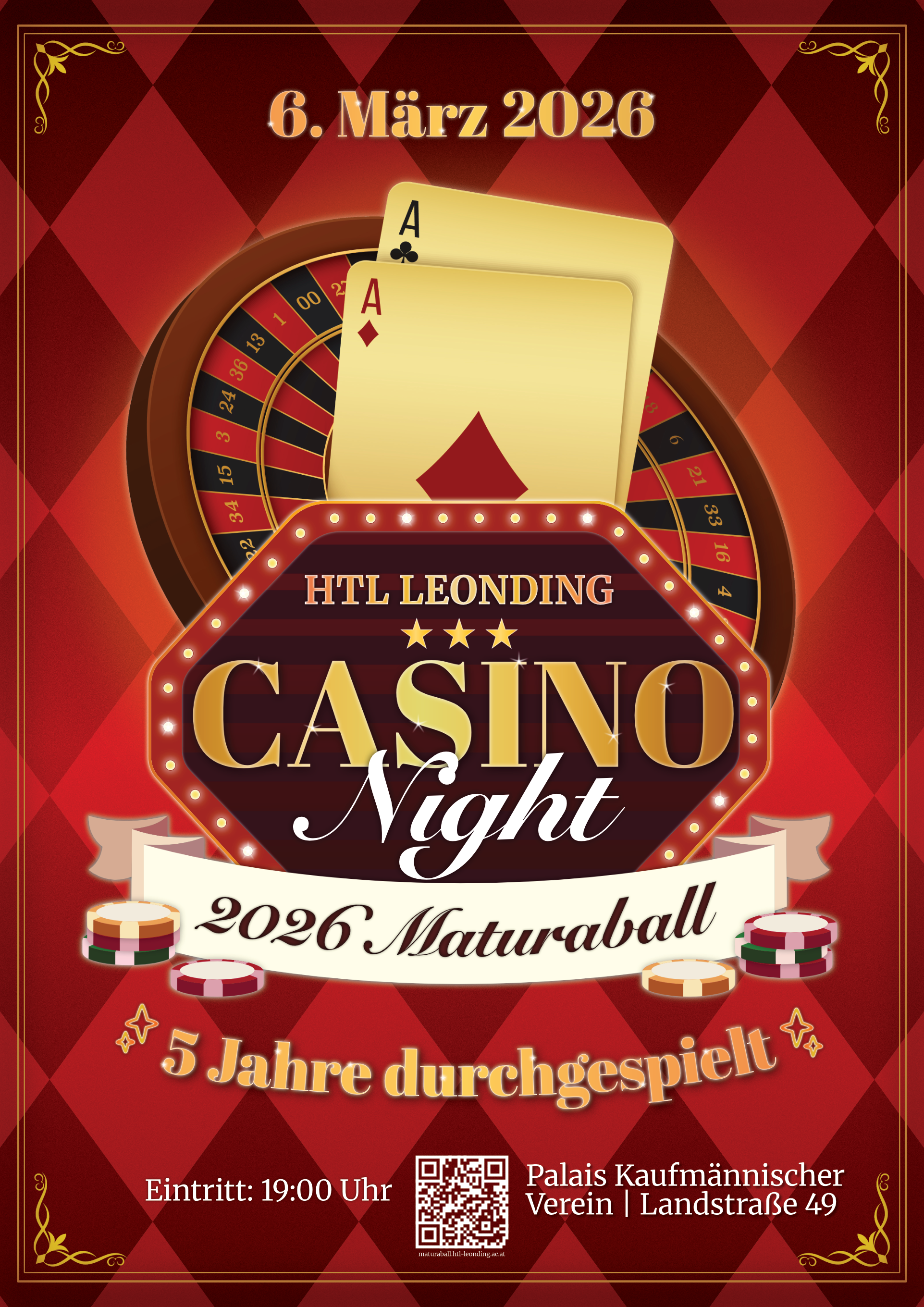 Plakat Casino Night, Maturaball 2026